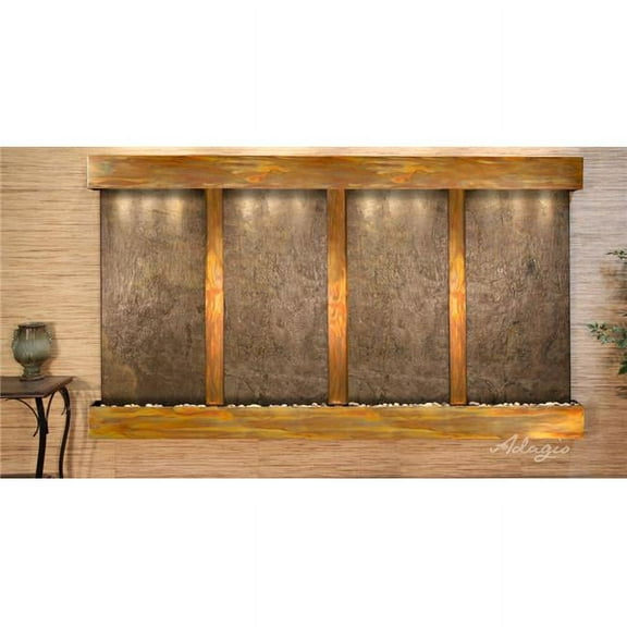 Adagio RFS1012 Regal Falls Square Rustic Copper Green Featherstone Wall Fountain