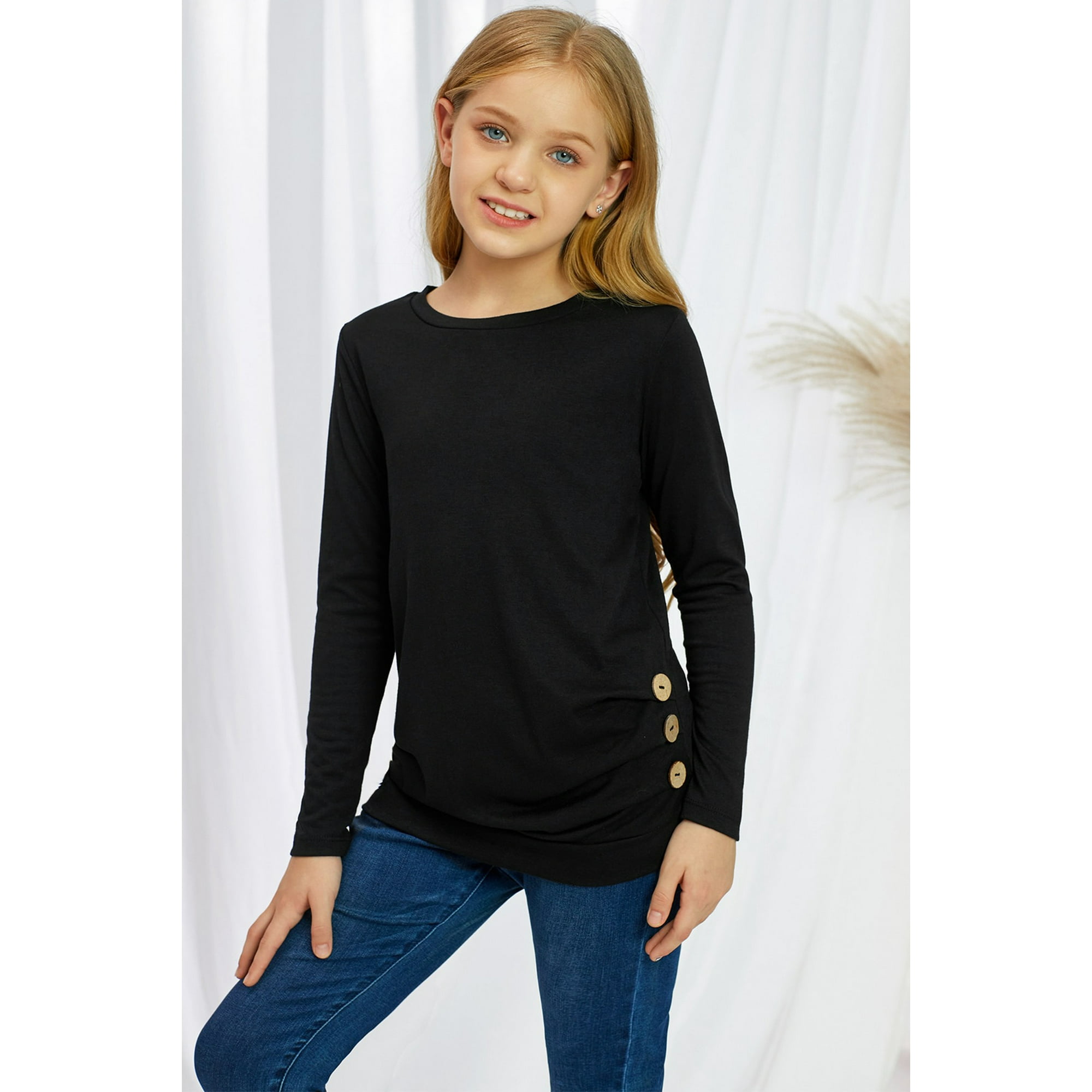 Girls long sleeve black top online