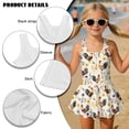 thumbnail image 4 of DISNIMO Rooster Flower Print Girls Swimsuit One-Piece Swim Dress Quick Dry Swimwear Skirted Sleeveless U Neck Bathing Suit Size 3-4Y, 4 of 8