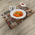 thumbnail image 2 of Ambesonne Rustic Place Mats Set of 4, American Barn Western Farm, Standard Size, Paprika Caramel and Dark Teal, 2 of 5