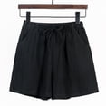 thumbnail image 1 of Pantalones cortos de algodón y lino para mujer, pantalones de verano con forma de A y pierna ancha, pantalones deportivos de talla grande, pantalones casuales holgados de cintura alta, 1 of 6