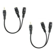 Wideskall 2 Pcs 6" Inch 3.5mm Gold Plated Audio Stereo Y Splitter Adapter Cable Black