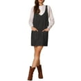 thumbnail image 2 of INSPIRE CHIC Women's Sleeveless Casual Denim Adjustable Strap Overall Mini Dress L Black, 2 of 5