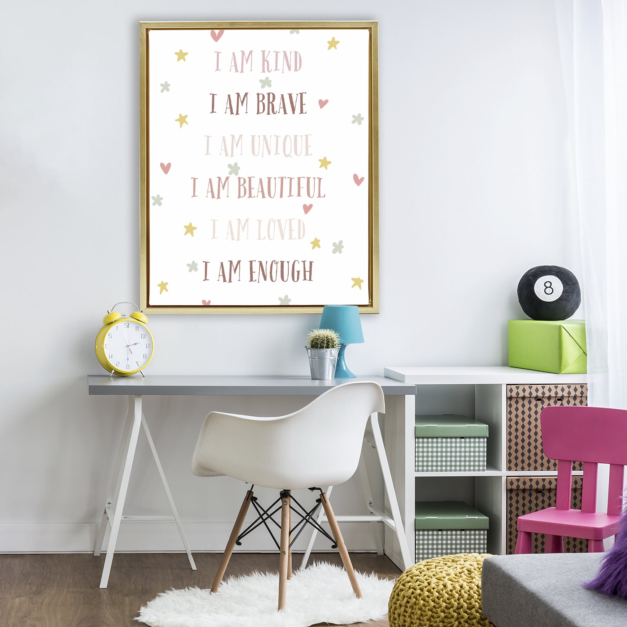 Stupell Industries I am Empowerment Quotes Gold Framed Floater Canvas Wall Art, design by Katie Griggs