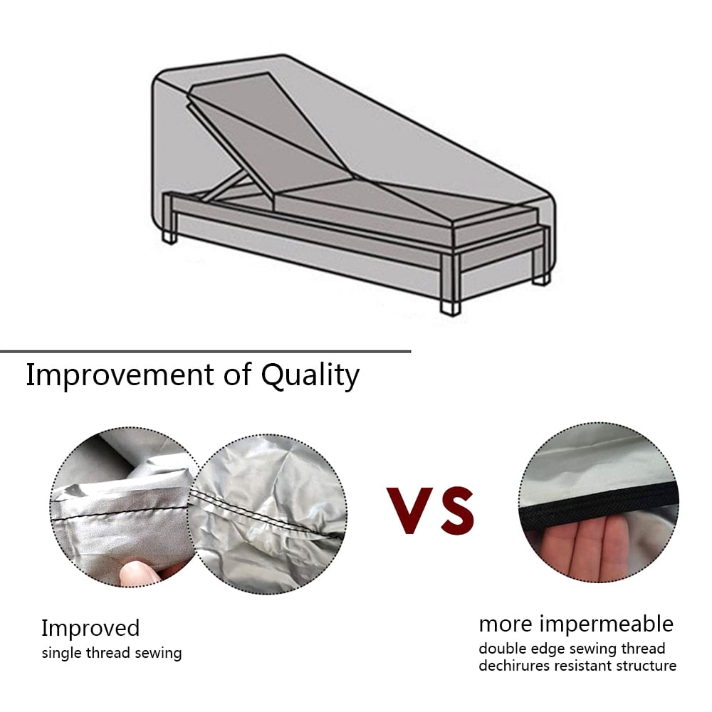Vensio -2 Pack Outdoor Chaise Lounge Chair Covers Waterproof 82 Inch, Heavy Duty 420D Polyester Pool Sunbed Protector with Drawstring and Storage Bag, UV Resistant