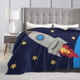 thumbnail image 4 of DouZhe Ultra-Soft Micro Fleece Lightweight Flannel Bed Blanket, Space Spacecraft Rocket Print Cozy Warm Throw Blankets, 50"x40", 4 of 7
