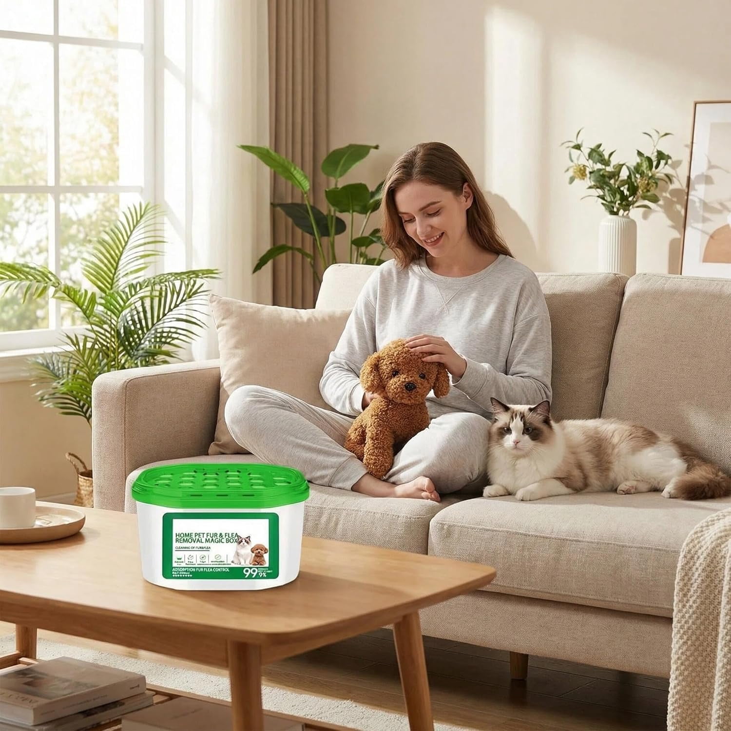 Home Pet Fur Odor Removal Magic Box,Indoor Air Purification Dust Removal Magic Box,360° All-Aroundcoverage,Long-Lasting, For Home, Pet Areas (green 2)