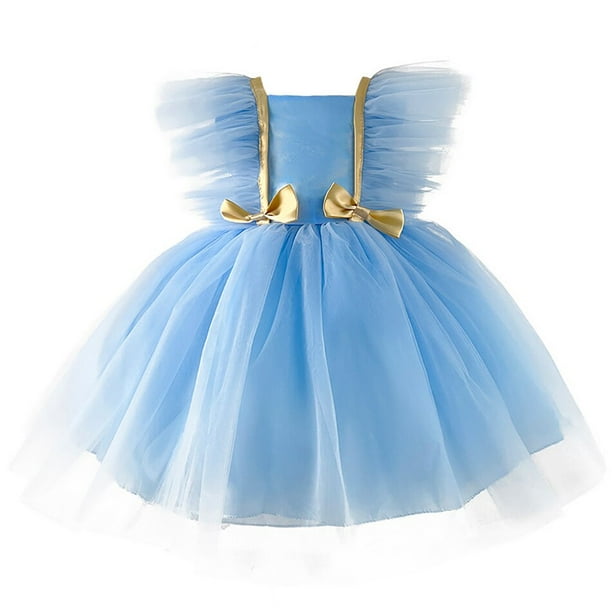 Vestido de princesa con flores y tutú de malla para niñas pequeñas, vestido de fiesta de cumpleaños para niños de 0 a 6 años, traje de noche de boda para niños, ropa 4T (etiqueta 110) Gao Jinjia LED