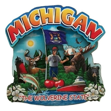 

Michigan the Wolverine State Artwood Montage Fridge Magnet