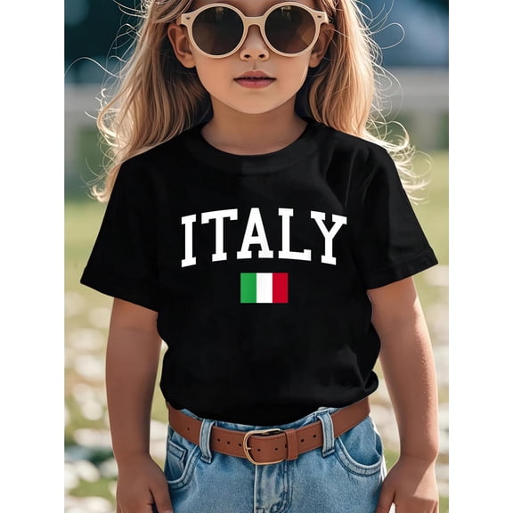 100% Cotton Italian Flag Kids Italy T-Shirt Graphic T-shirts girls
