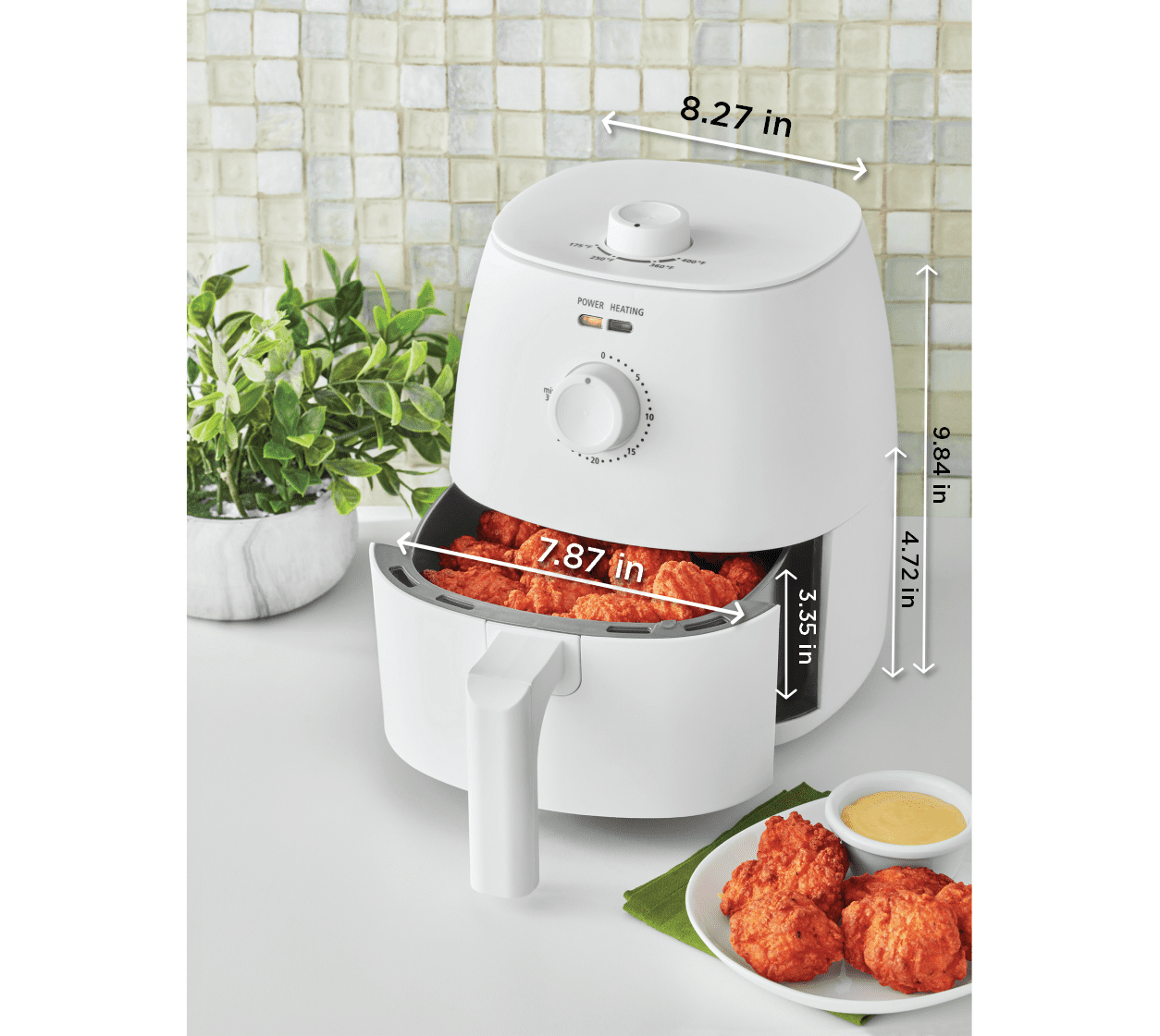 Mainstays 2.2 qt Air Fryer, Arctic White - Automatic Shutoff