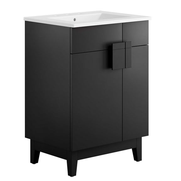Sink Vanity Cabinet, White Black, Melamine Wood , Hotel Bedroom Bathroom, Modern Contemporary HB36109