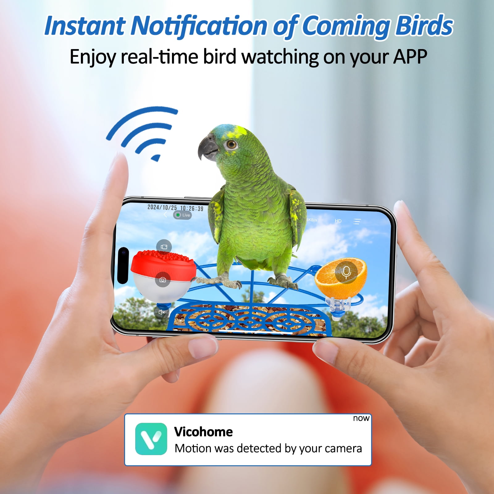 Bird Feeder with Camera, 2K Bird Camera with 3-in-1 Feeding, Drinking, and Bathing | AI Bird Identify, Real-Time Monitoring and Alerts | IP65 and Squirrel-Proof for Outdoors, Gift for Bird Lovers