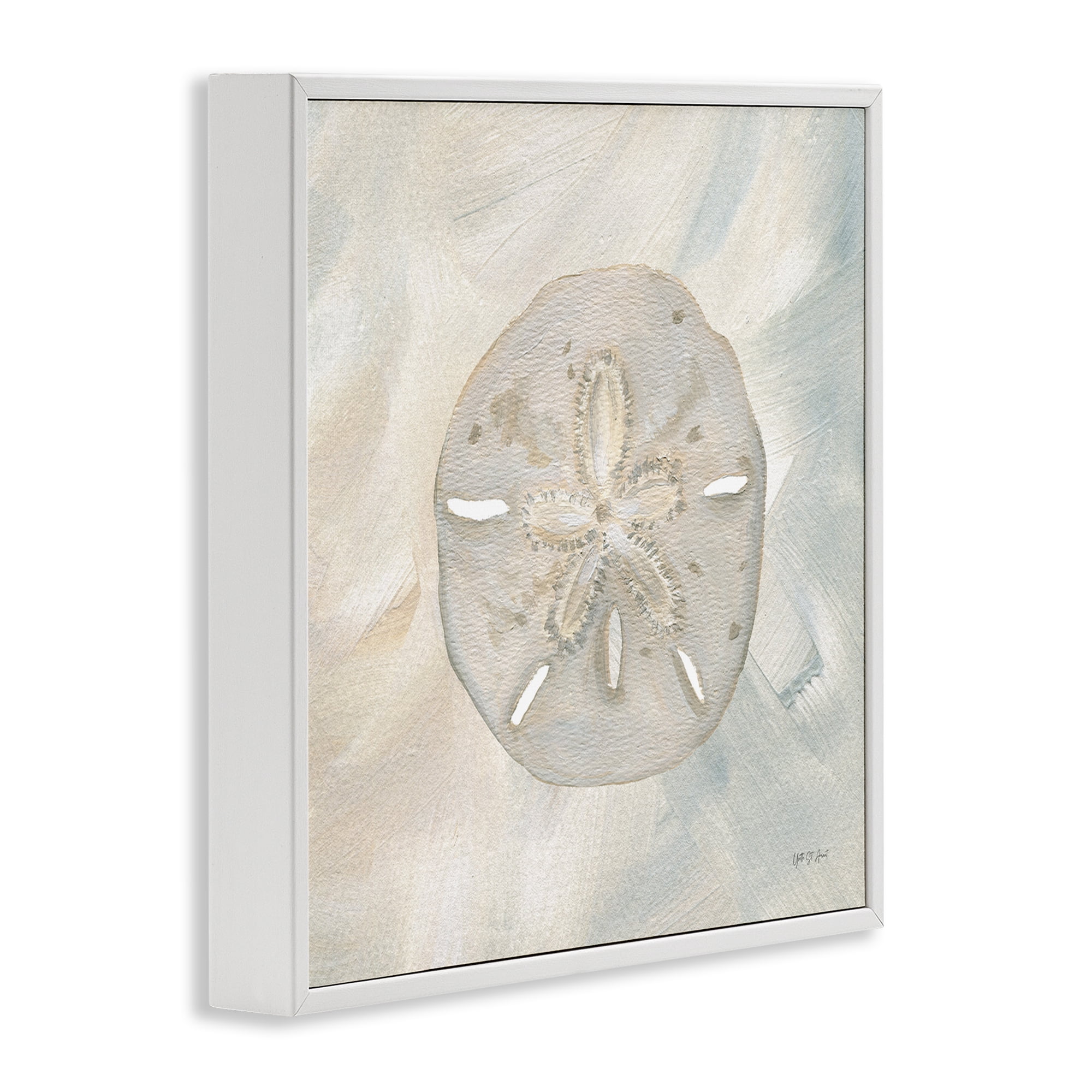 Stupell Industries Soft Sand Dollar Coastal Painting White Framed Art Print Wall Art, 12 x 12