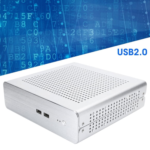 HTPC Chassis Full Aluminum Mini ITX Case for Desktop Computer Light Texture Quiet Cooling for Living Room Hotel Digital Signage