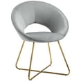 thumbnail image 2 of HOMCOM Modern Accent Chair Velvet Upholstered Chair w/ Golden Base Legs, Grey, 2 of 9