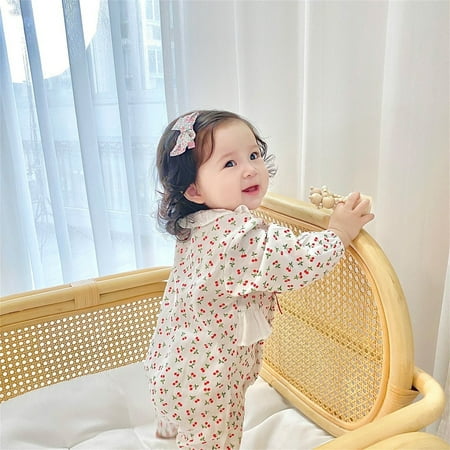 

Aayomet Baby Rompers Girl Fall Baby Rompers Teach Leanbh Baby Footless Pajamas Cotton Long Sleeve Printing 2 Way Zipper Romper Jumpsuit Sleep and Play 3-24 Months Red 18-24 Months