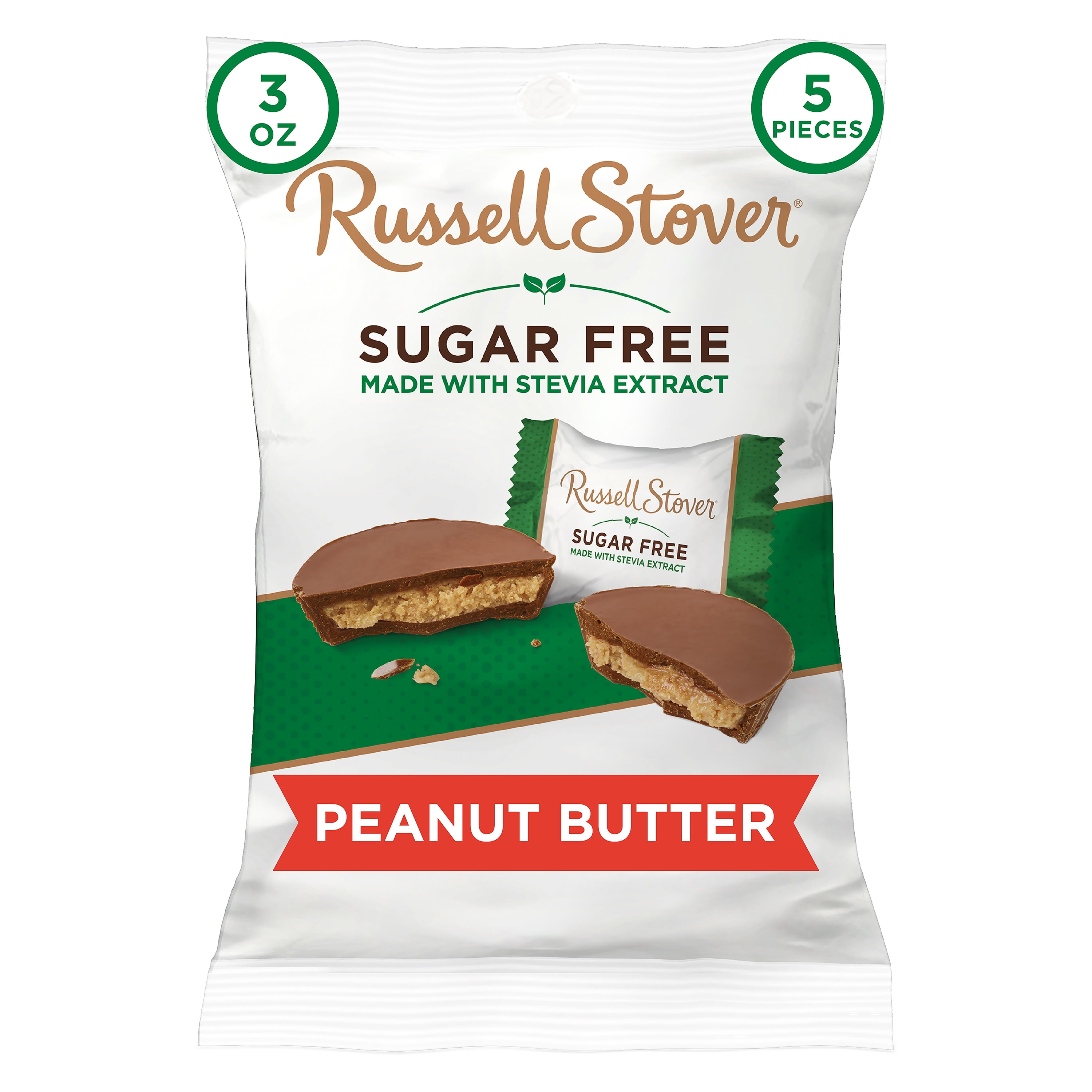 RUSSELL STOVER Sugar Free Peanut Butter Cup Chocolate Candy 3 oz bag RUSSELL STOVER Sugar Free Peanut Butter Cup Chocolate Candy 3 oz bag
