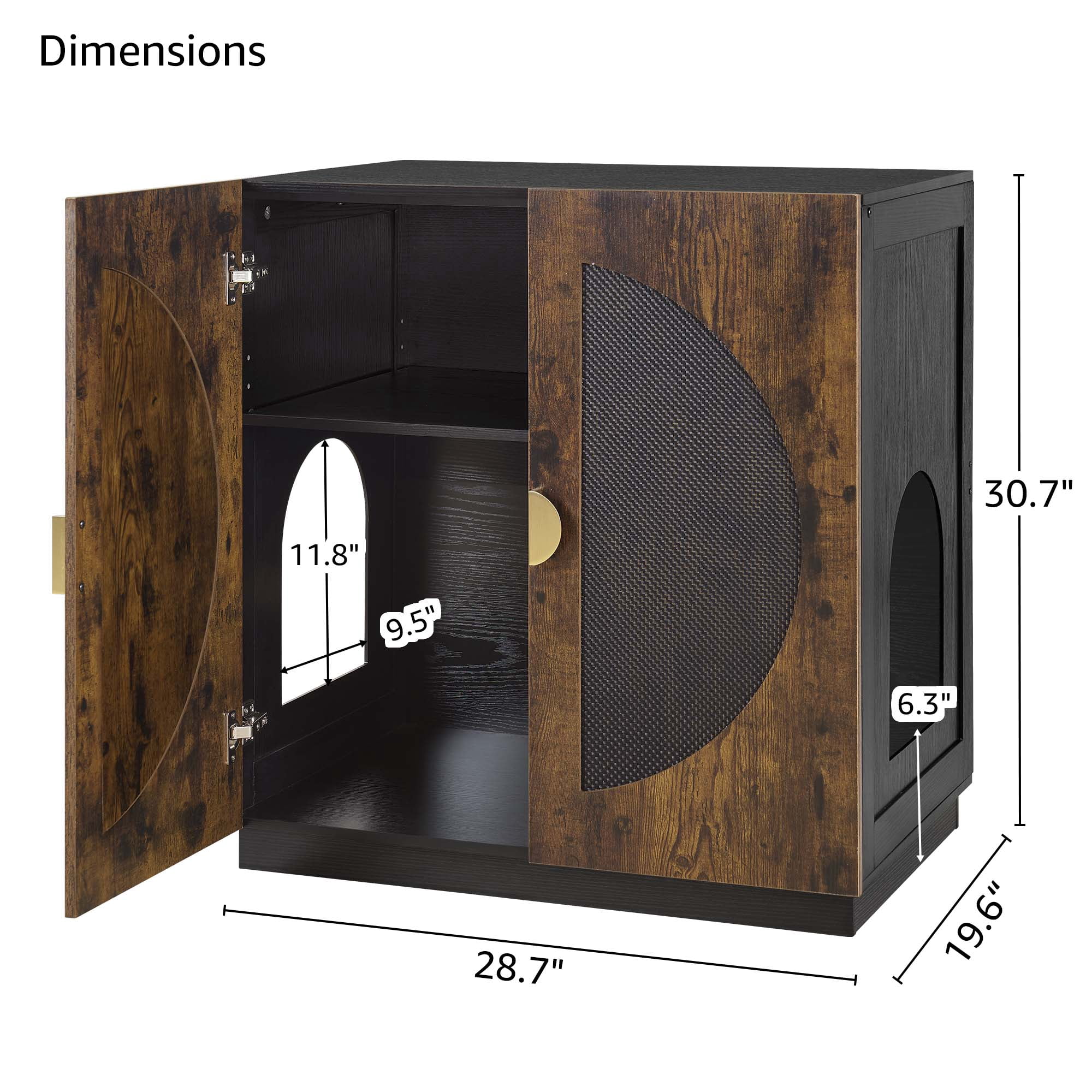 Unipaws Tall Cat Litter Box Enclosure with Shelves, Hidden Litter Box Cover for Tall or Top Entry Litter Box