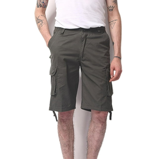 Men's Multi-pocket Button And Zipper Outdoor Shorts Sports Cargo Knee Length Shorts