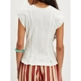 thumbnail image 3 of Women Lace Trim Cardigan Shirt Short Sleeve Button Down Ruffle Hem Blouse Summer Boho Y2K Tops White M, 3 of 5