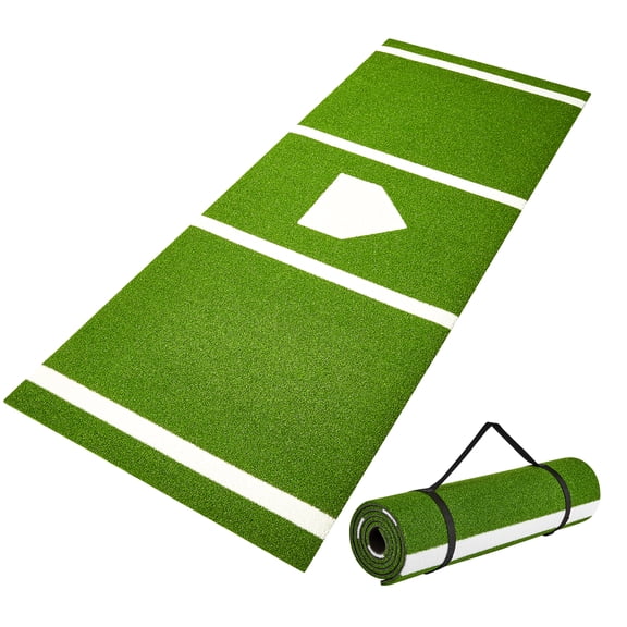 KFFKFF Softball Pitching Mat, 10'x 3' Portable Pitching Foam Backing Pitching Training ,Baseball Hitting Batting Mat Aids for Indoor & Outdoor Accessories Equipment