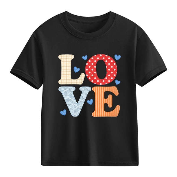 Blusas y camisas de manga corta con cuello redondo para niños y niñas, camisetas gráficas de manga corta, blusas con estampados bonitos para la temporada escolar.