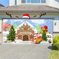 thumbnail image 5 of Christmas Garage Door Cover, 157*70Inch Large Outdoor Holiday Decor with Santa Snowflake Print, Polyester Background for Party(E), 5 of 6