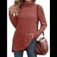 thumbnail image 3 of Tops Tipo Túnica para Mujer, Cuello Alto, Larga, Suéteres Oversize de Otoño, Abertura Lateral, Dobladillo Alto-Bajo Rojo Anaranjado Oscuro S, 3 of 5