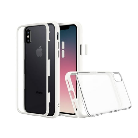 iPhone X Premium Modular Slim Case [RhinoShield Mod] Shock Absorbent Heavy Duty Protective Cover - Compatible w/ Wireless Charging & Lenses - Shockproof White Bumper w/ Clear