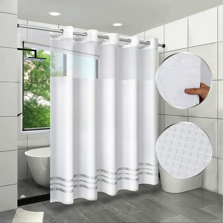 Shower Curtain Set Waffle Weave, White Waffle Hookless Shower Curtain