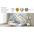 thumbnail image 3 of Bellemave Twin Metal House Bed with Headboard and Footboard Montessori House Bed, Metal Floor Bed Frame with Roof, No Box Spring Needed, White, 3 of 11