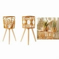 thumbnail image 2 of Handmade Braid Artificial Rattan Plastic Flower Pot with Stand Plant Storage Stand DIY Nursery Pots Home Decorations, 2 of 18