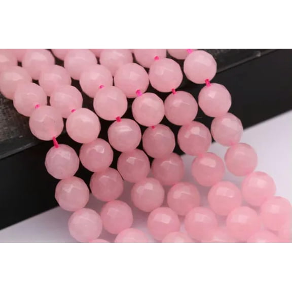 HOOUN Natural Rose Quartz Faceted Round Beads 6mm 8mm 10mm 12mm 15.5" Strand-6 mm