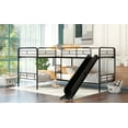 thumbnail image 4 of Euroco Modern Metal Twin L-Shaped Quadruple Bunk Bed for Kids Teens Bedroom, 4-in-1 Beds with Slide, 4 Twin Beds, Black, 4 of 11