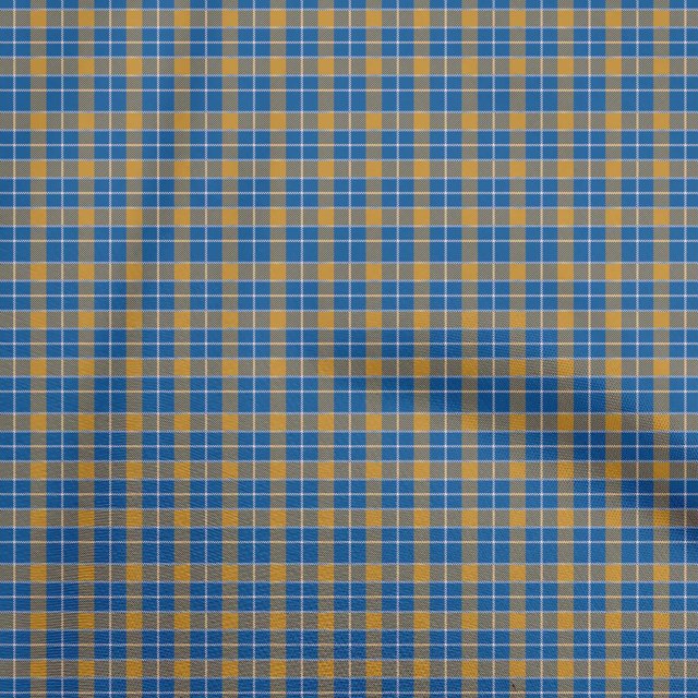 oneOone Cotton Cambric Medium Blue Fabric Check Fabric For Sewing Printed Craft Fabric By The Yard 42 Inch Wide