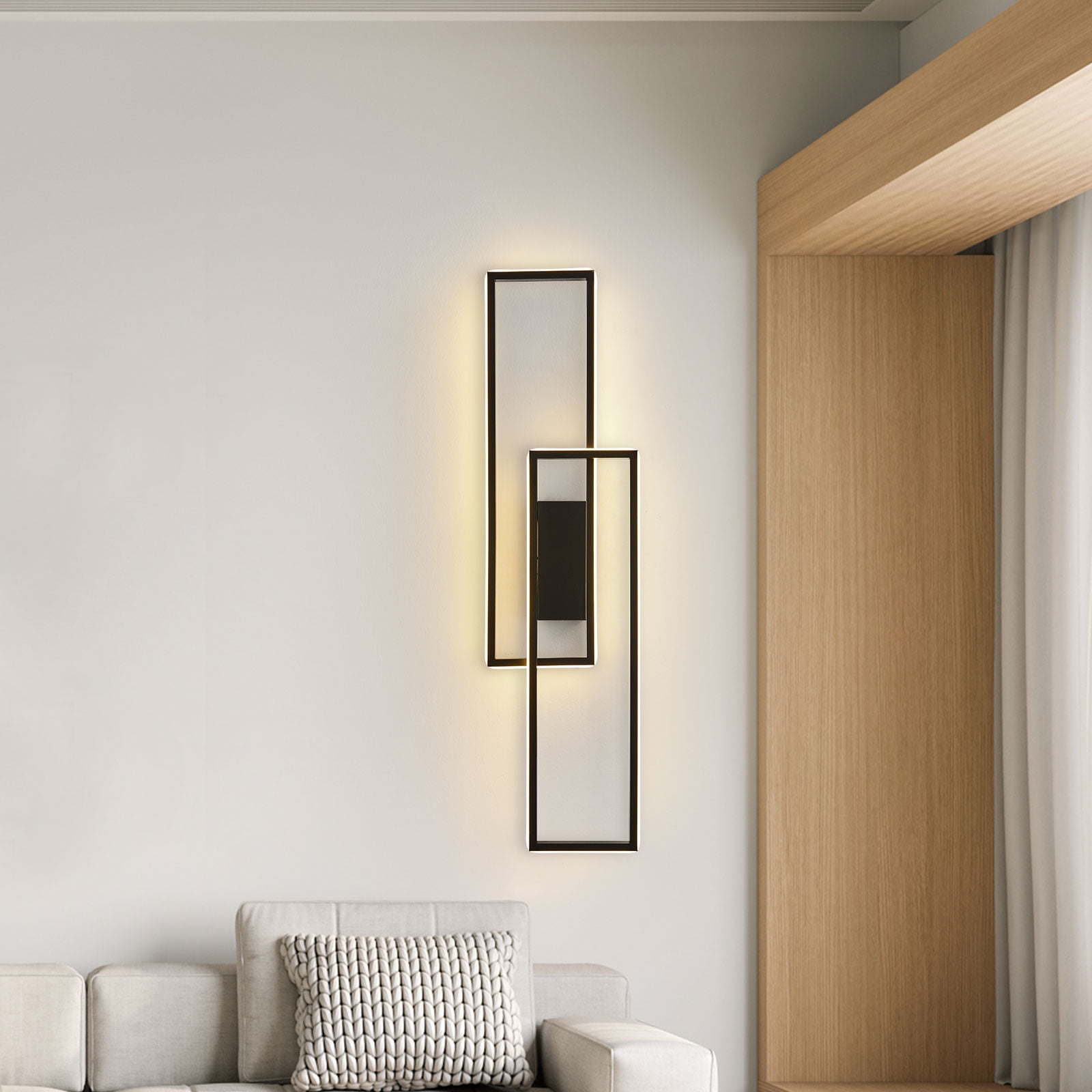 Modern LED Wall Sconce with Remote Control, Dimmable 25W Wall Light (5%–100%), 3000–6500K Adjustable Color Temperature, 2000LM Indoor Wall Lamp