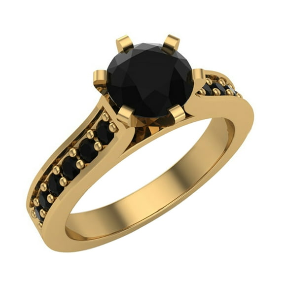 1.00 CT TW Black Diamond Engagement Ring 14k Gold