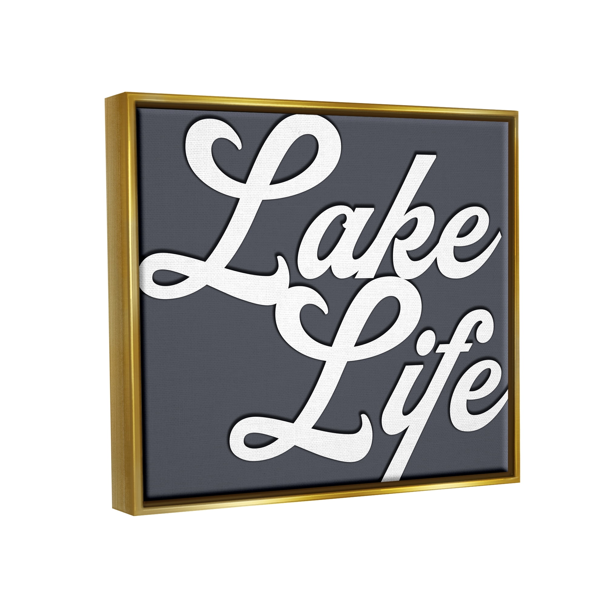 Stupell Lake Life Nautical Phrase Landscape Painting Gold Floater Framed Art Print Wall Art