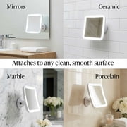 Fancii Mira 10X Magnifying Mirror with Light, Natural Daylight LED, 6.5 Wide, Suction Cup, Square