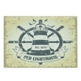 thumbnail image 1 of Nautical Cutting Board, Retro Coastal Lighthouse Ship Helm Wheel Antiqued Seabirds Seagulls, Decorative Tempered Glass Cutting and Serving Board, Large Size, Grey Yelloe Slate Blue, by Ambesonne, 1 of 1