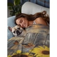 thumbnail image 3 of Sunflower Full Size Flat Sheet, Wrinkleproof & Fadeproof Cooling Flat Bed Sheet Only, Spring Yellow Floral Rustic Butterfly Wood Grain Breathable Soft Bedding Top Sheets 81 x 96 Inches, 3 of 8