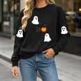 thumbnail image 7 of YFNNUP Women's Halloween Sweatshirts Thanksgiving Long Sleeve Crewneck Top Cute Boo Pumpkin Graphic Pullover Tops Black,XXL, 7 of 7