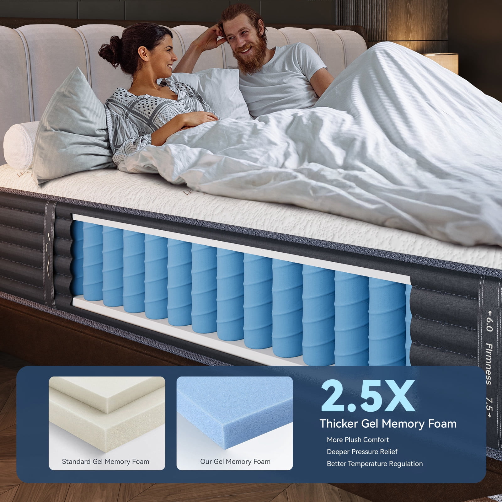 Babo Care King Size,12" Hybrid Memory Foam Mattress Spring Mattress In a Box,Medium Firm