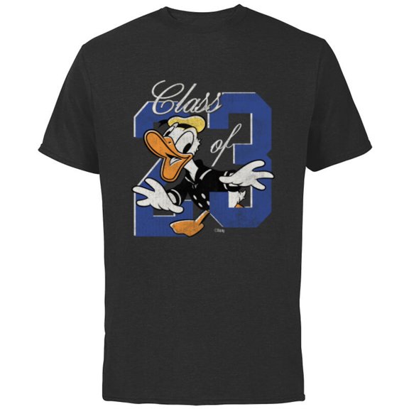 Disney Donald Duck Class of 23 Graduation 2023 Retro - Short Sleeve Cotton T-Shirt for Adults - Customized-Black