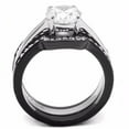 His Hers Couple Ring Set Hers TwoTone Black Wedding Ring Set Mens Two Tone Band Size W5M9
