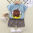 thumbnail image 2 of Ensemble Tenue Garçon Chemise Imprimée Ensembles Courts Col Rond Garçons d'Été 4-5 Ans Cadeaux Garçons Filles Mode, 2 of 3