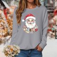 thumbnail image 2 of larppty Santa Print Tops for Women Sweatshirts Funny Family Matching Christmas Shirt Long Sleeve Pullover (Grey, XL), 2 of 5
