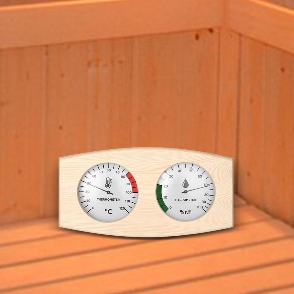 Lerpwige Upgrades Wooden Sauna Thermometers & Hygrometer Pine Glass Metal Accuracy Temperature & Humidity Meter for Room