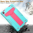 thumbnail image 5 of Galaxy Tab A7 10.4" Case SM-T500 T505, Alltyech Hybrid Dual Layers Kickstand Shockproof Drop Protection Rugged Kids Friendly Case Cover for Samsung Galaxy Tab A7 10.4" T500 2020, Aqua/Rose, 5 of 5
